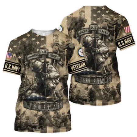 Veteran Remember Honor Respect Memorial Day U.S. Navy Veterans All Over Prints Unisex T-Shirt