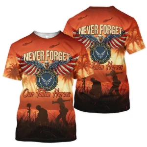 Veteran Never Forget Our Fallen Heroes U.S. Air Force Veterans All Over Prints Quarter-Zip Polo Shirt