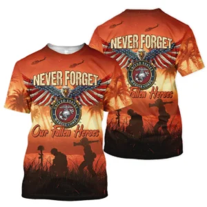 Veteran Never Forget Our Fallen Heroes U.S. Marine Corps Veterans All Over Prints Quarter-Zip Polo Shirt