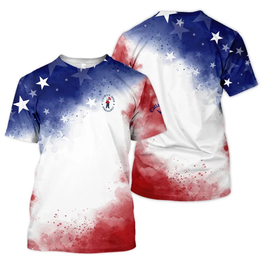 124th U.S. Open Pinehurst Callaway Blue Red Watercolor Star White Backgound Unisex T-Shirt Style Classic T-Shirt