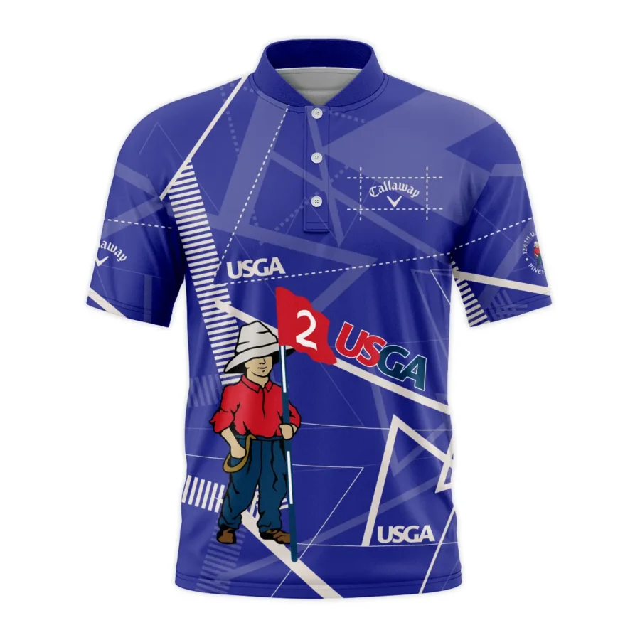 Golf Abstract Line Pattern 124th U.S. Open Pinehurst Callaway Style Classic, Short Sleeve Round Neck Polo Shirt