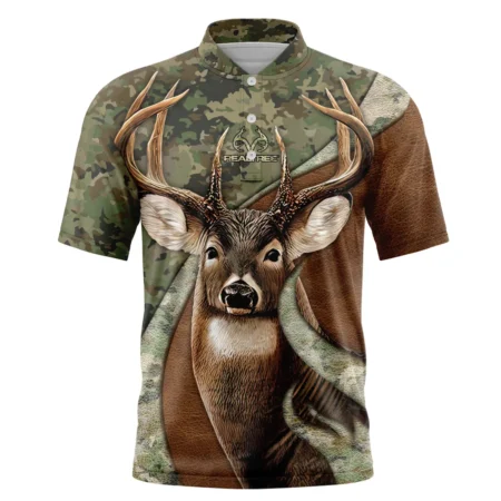 Deer Hunting Camo Realtree All Over Prints Short Sleeve Round Neck Polo Shirts