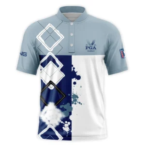 2024 PGA Championship Valhalla Ping Blue White Brush Line Vneck Polo Shirt Style Classic Polo Shirt For Men