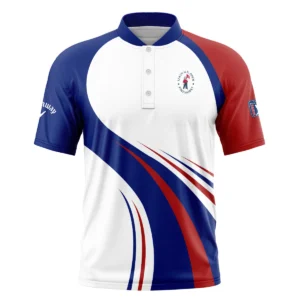 Callaway 124th U.S. Open Pinehurst Golf Blue Red White Background Vneck Polo Shirt Style Classic Polo Shirt For Men