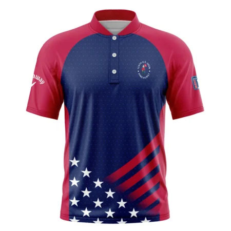 Callaway 124th U.S. Open Pinehurst Star White Dark Blue Red Background Style Classic, Short Sleeve Round Neck Polo Shirt