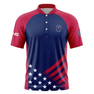 Ping 124th U.S. Open Pinehurst Star White Dark Blue Red Background Mandarin collar Quater-Zip Long Sleeve