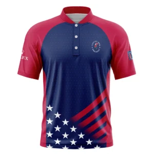 Rolex 124th U.S. Open Pinehurst Star White Dark Blue Red Background Mandarin collar Quater-Zip Long Sleeve