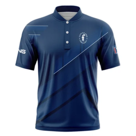 124th U.S. Open Pinehurst Dark Blue White Line Ping Style Classic, Short Sleeve Round Neck Polo Shirt