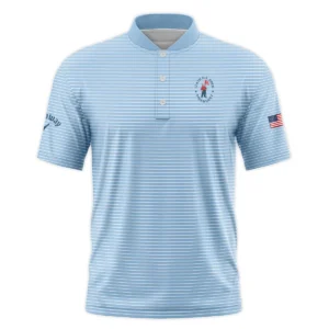 Blue White Line Pattern Callaway 124th U.S. Open Pinehurst Quarter-Zip Polo Shirt