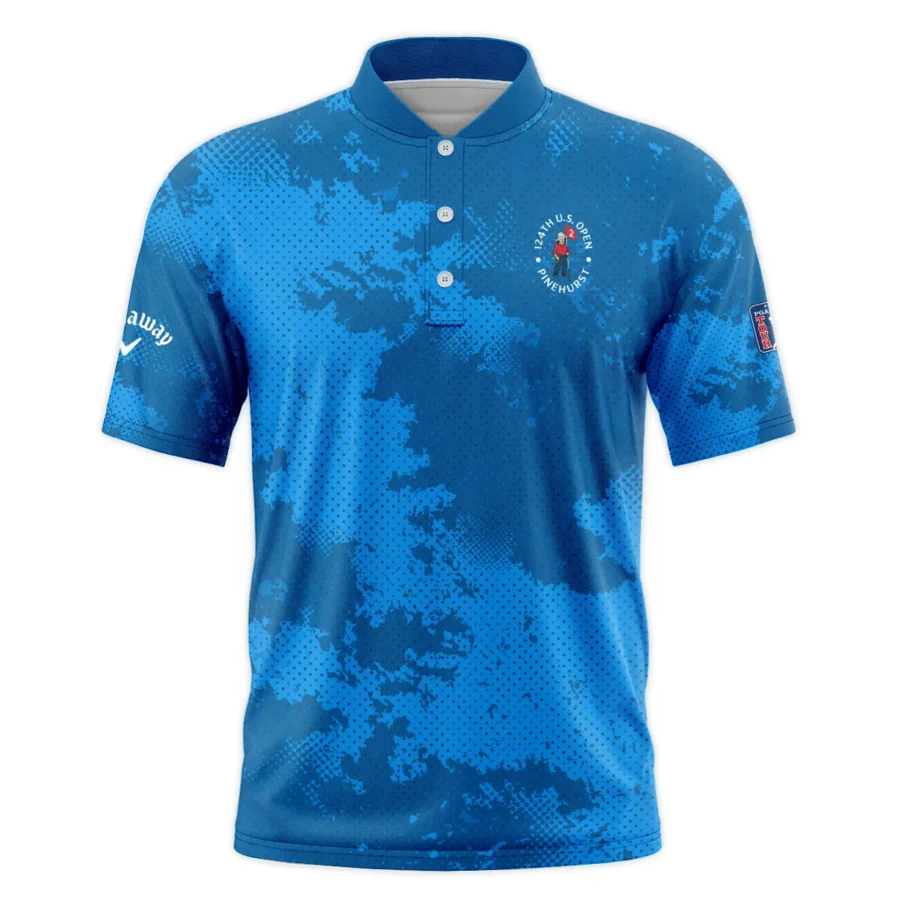 124th U.S. Open Pinehurst Callaway Blue Sport Pattern Style Classic, Short Sleeve Round Neck Polo Shirt