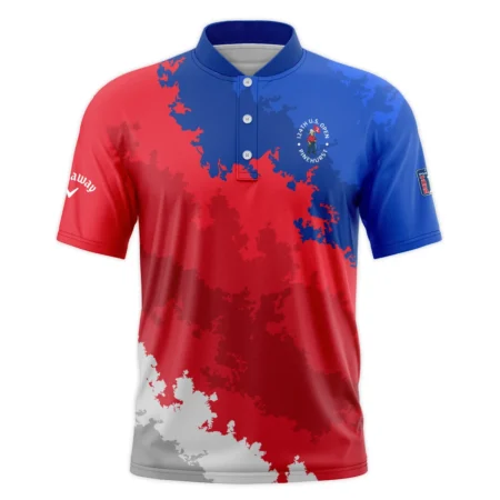 Callaway 124th U.S. Open Pinehurst Blue Red White Background Style Classic, Short Sleeve Round Neck Polo Shirt