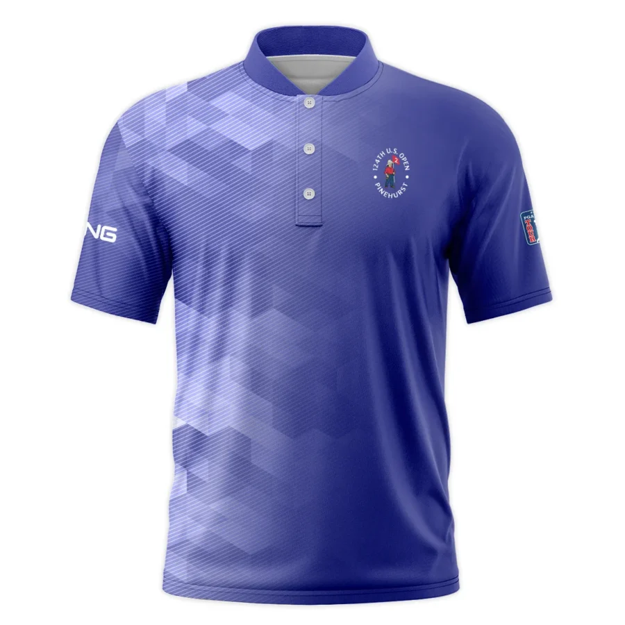 124th U.S. Open Pinehurst Ping Dark Moderate Blue Abstract Style Classic, Short Sleeve Round Neck Polo Shirt