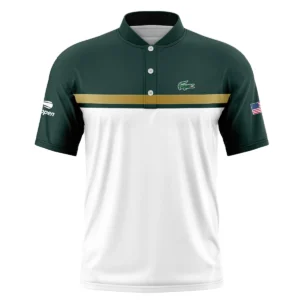 Lacoste US Open Tennis Champions Dark Green Yellow White Polo Shirt Mandarin Collar Polo Shirt