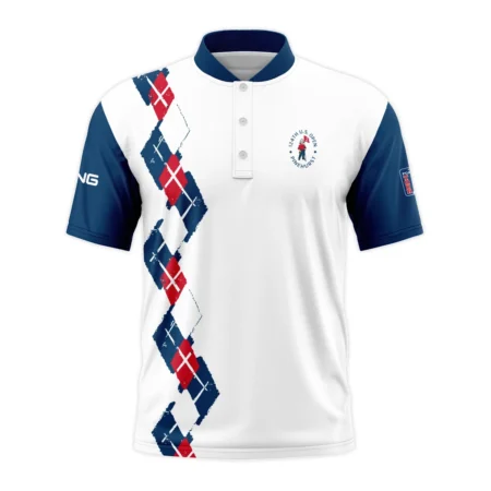 Golf Sport Pattern Blue Mix Color 124th U.S. Open Pinehurst Ping Style Classic, Short Sleeve Round Neck Polo Shirt