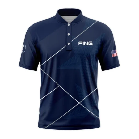 Golf Sport Pattern Blue Mix 124th U.S. Open Pinehurst Ping Style Classic, Short Sleeve Round Neck Polo Shirt