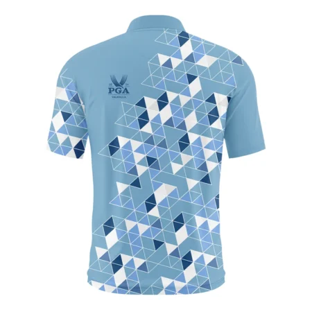 Golf Blue Geometric Mosaic Pattern 2024 PGA Championship Valhalla Ping Style Classic, Short Sleeve Round Neck Polo Shirt