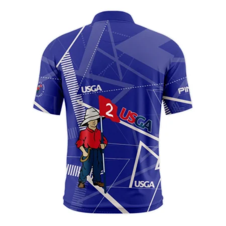 Golf Abstract Line Pattern 124th U.S. Open Pinehurst Ping Style Classic, Short Sleeve Round Neck Polo Shirt