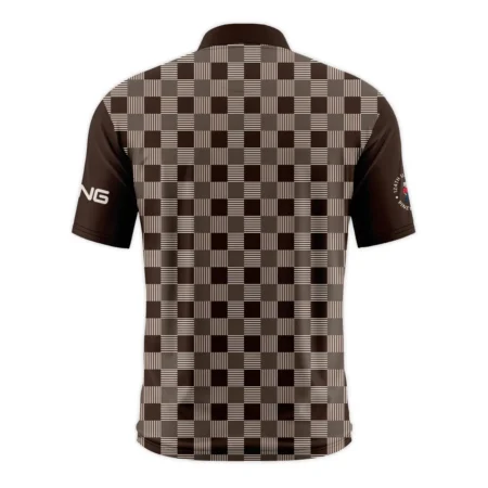 Golf Brown Square Pattern 124th U.S. Open Pinehurst Ping Style Classic, Short Sleeve Round Neck Polo Shirt