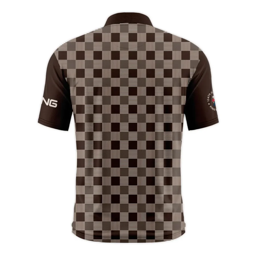 Golf Brown Square Pattern 124th U.S. Open Pinehurst Ping Style Classic, Short Sleeve Round Neck Polo Shirt