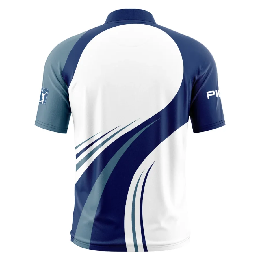 2024 PGA Championship Valhalla Golf Blue Wave Pattern Ping Style Classic, Short Sleeve Round Neck Polo Shirt