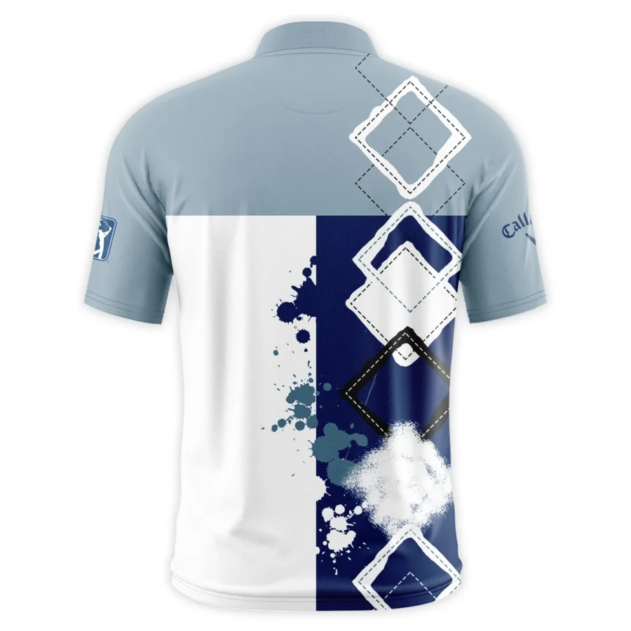 2024 PGA Championship Valhalla Callaway Blue White Brush Line Style Classic, Short Sleeve Round Neck Polo Shirt