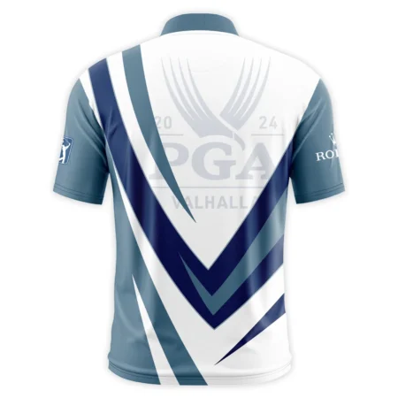 Rolex 2024 PGA Championship Valhalla Dark Moderate Blue White Blue Style Classic, Short Sleeve Round Neck Polo Shirt