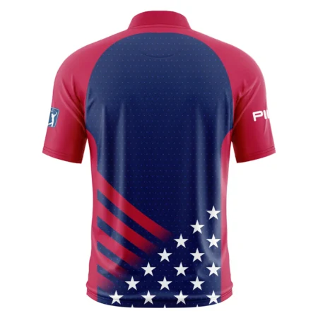 Ping 124th U.S. Open Pinehurst Star White Dark Blue Red Background Style Classic, Short Sleeve Round Neck Polo Shirt