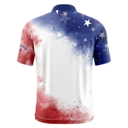 124th U.S. Open Pinehurst Callaway Blue Red Watercolor Star White Backgound Style Classic, Short Sleeve Round Neck Polo Shirt