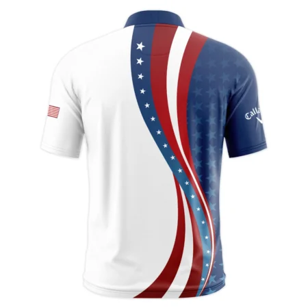 124th U.S. Open Pinehurst Blue Gradient Red White Star Callaway Style Classic, Short Sleeve Round Neck Polo Shirt