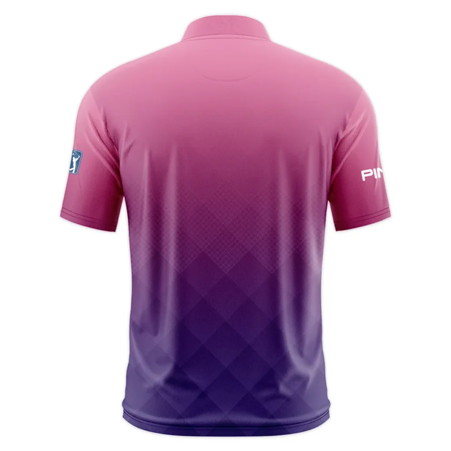 Ping 124th U.S. Open Pinehurst Purple Pink Gradient Abstract Style Classic, Short Sleeve Round Neck Polo Shirt