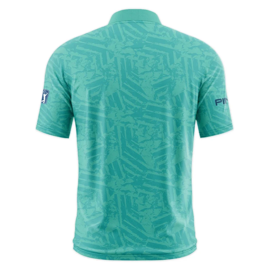 Moderate Cyan Abstract 124th U.S. Open Pinehurst Ping Style Classic, Short Sleeve Round Neck Polo Shirt