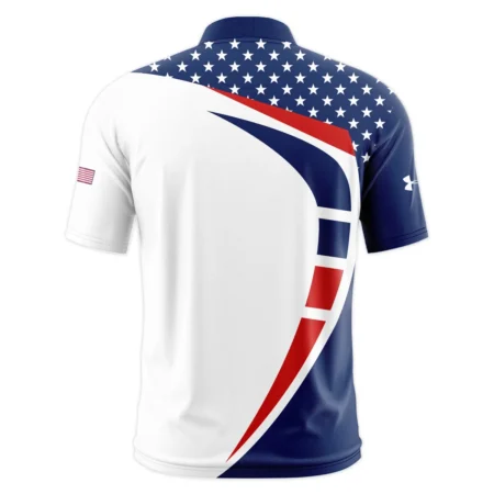 US Open Tennis Champions Blue Red Star White Under Armour Performance Round Neck Polo Shirt