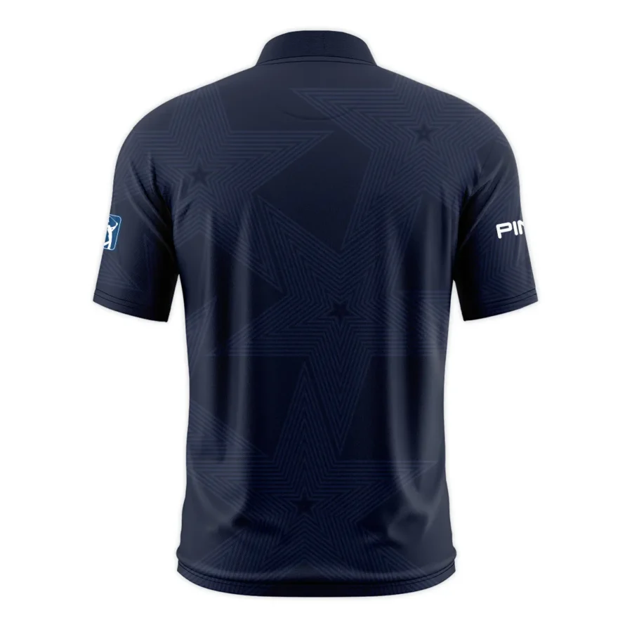 Golf Navy Color Star Pattern 2024 PGA Championship Valhalla Ping Style Classic, Short Sleeve Round Neck Polo Shirt