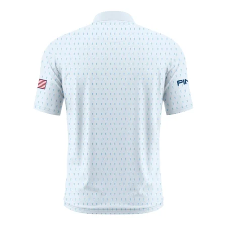 Golf Pattern Light Blue Cup 124th U.S. Open Pinehurst Ping Style Classic, Short Sleeve Round Neck Polo Shirt