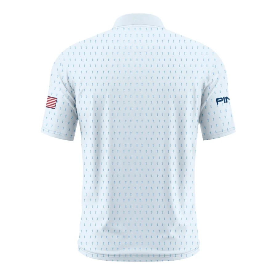 Golf Pattern Light Blue Cup 124th U.S. Open Pinehurst Ping Style Classic, Short Sleeve Round Neck Polo Shirt