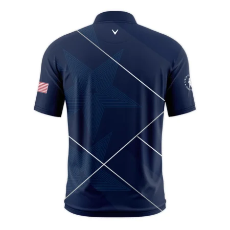 Golf Sport Pattern Blue Mix 124th U.S. Open Pinehurst Callaway Style Classic, Short Sleeve Round Neck Polo Shirt