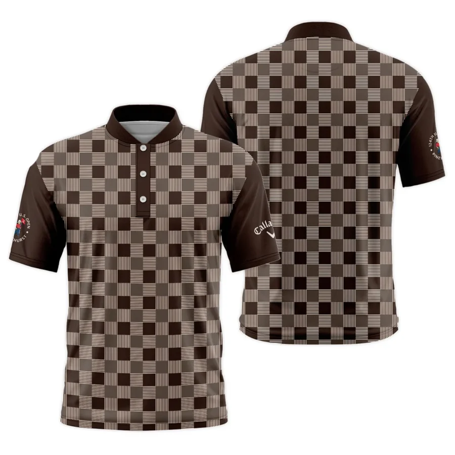 Golf Brown Square Pattern 124th U.S. Open Pinehurst Callaway Style Classic, Short Sleeve Round Neck Polo Shirt