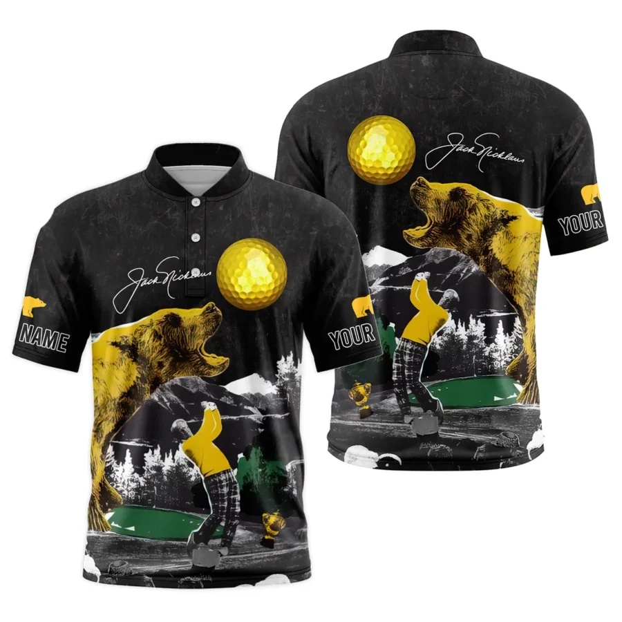 Personalized Name Golf Legends The Golden Bear Jack Nicklaus Style Classic, Short Sleeve Round Neck Polo Shirt