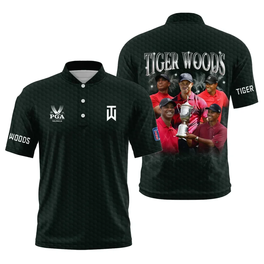 Golf Legend Tiger Woods 2024 PGA Championship Valhalla Style Classic, Short Sleeve Round Neck Polo Shirt