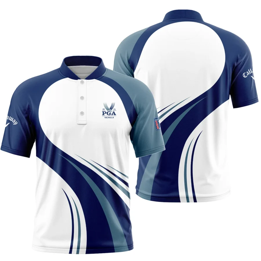 2024 PGA Championship Valhalla Golf Blue Wave Pattern Callaway Style Classic, Short Sleeve Round Neck Polo Shirt