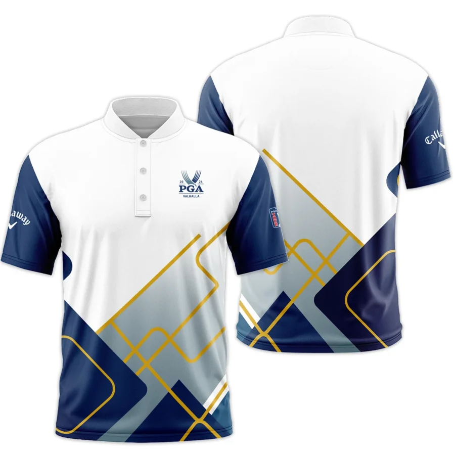 2024 PGA Championship Valhalla Blue White Yellow Line Callaway Style Classic, Short Sleeve Round Neck Polo Shirt