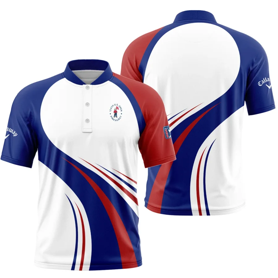 Callaway 124th U.S. Open Pinehurst Golf Blue Red White Background Style Classic, Short Sleeve Round Neck Polo Shirt