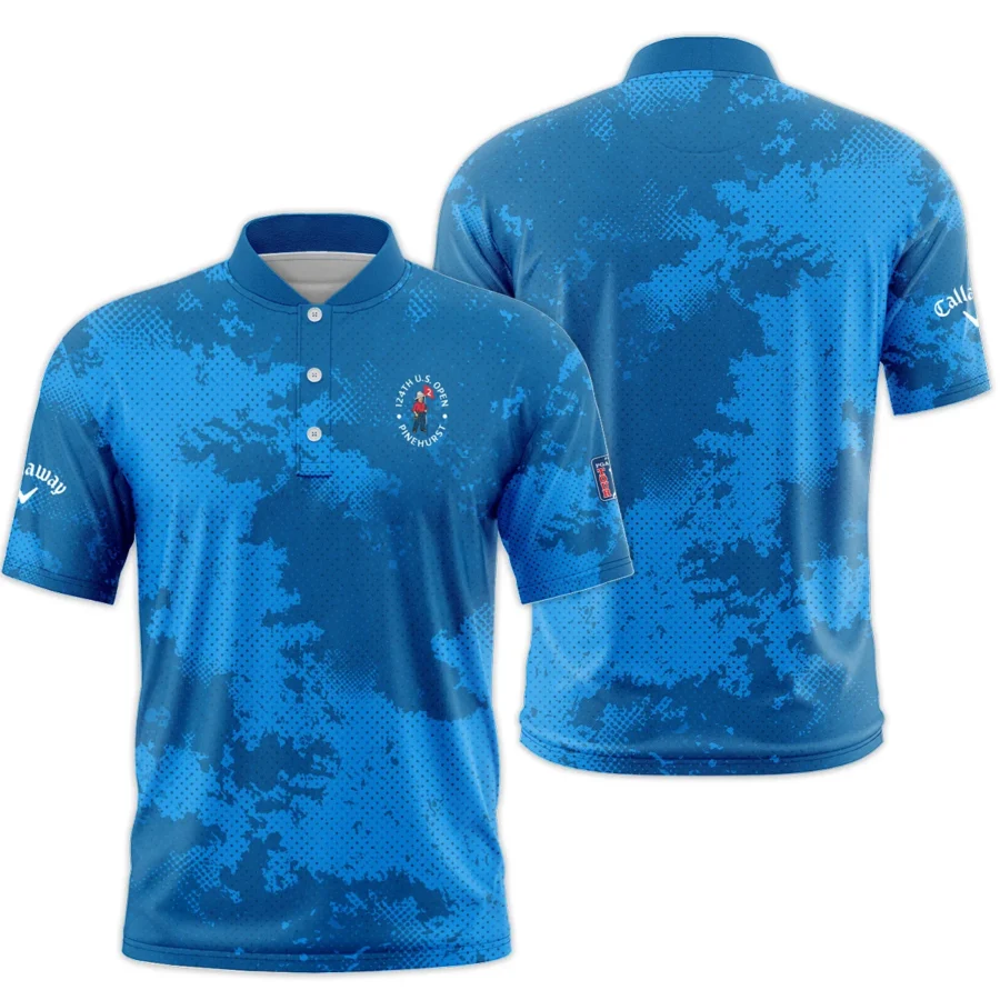 124th U.S. Open Pinehurst Callaway Blue Sport Pattern Style Classic, Short Sleeve Round Neck Polo Shirt