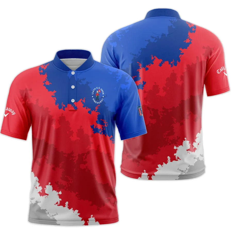 Callaway 124th U.S. Open Pinehurst Blue Red White Background Style Classic, Short Sleeve Round Neck Polo Shirt