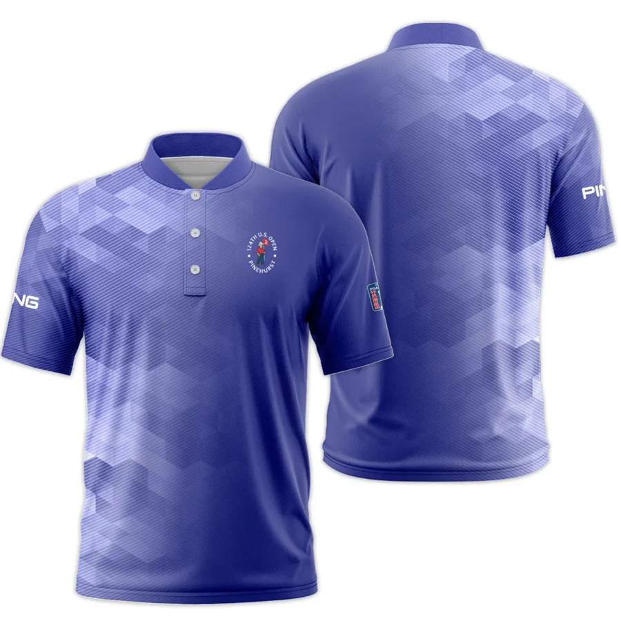 124th U.S. Open Pinehurst Ping Dark Moderate Blue Abstract Style Classic, Short Sleeve Round Neck Polo Shirt