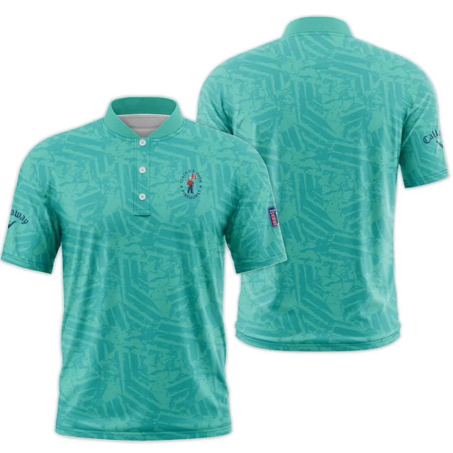 Moderate Cyan Abstract 124th U.S. Open Pinehurst Callaway Style Classic, Short Sleeve Round Neck Polo Shirt