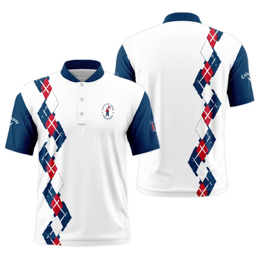 Golf Sport Pattern Blue Mix Color 124th U.S. Open Pinehurst Callaway Style Classic, Short Sleeve Round Neck Polo Shirt