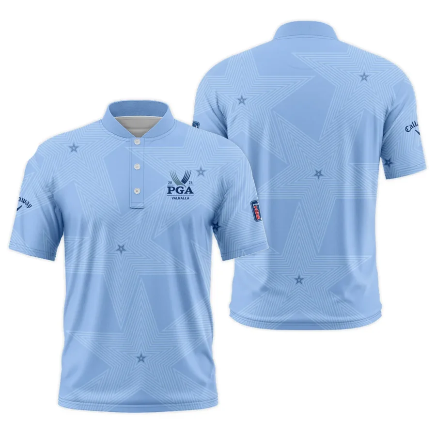 Golf Blue Color Star Pattern 2024 PGA Championship Valhalla Callaway Style Classic, Short Sleeve Round Neck Polo Shirt