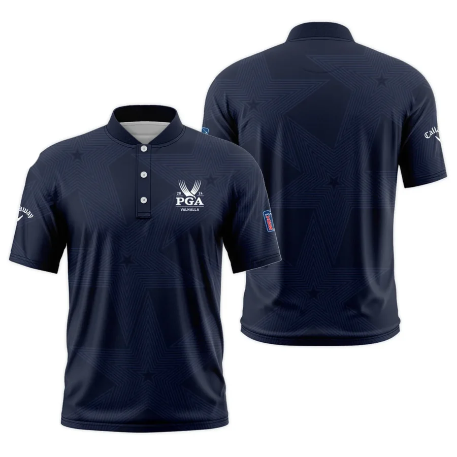 Golf Navy Color Star Pattern 2024 PGA Championship Valhalla Callaway Style Classic, Short Sleeve Round Neck Polo Shirt