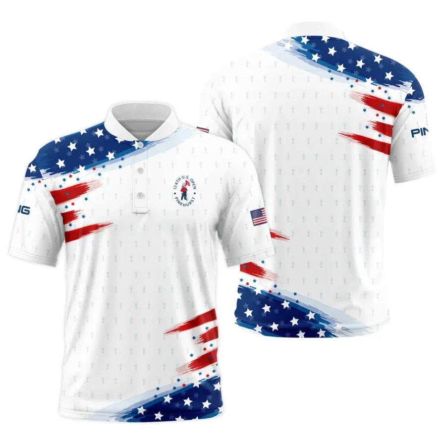 Golf Flag American Loves 124th U.S. Open Pinehurst Ping Style Classic, Short Sleeve Round Neck Polo Shirt